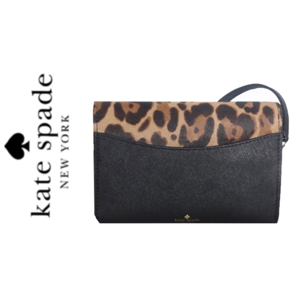 NWT Kate Spade leopard Leather Crossbody clutch - Picture 3 of 6